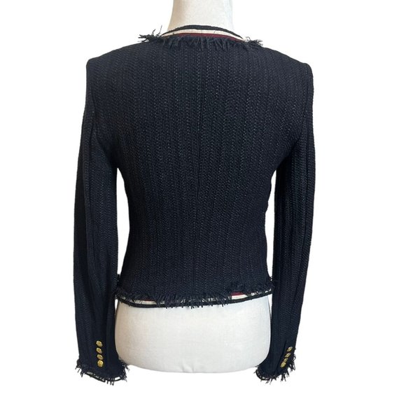 Veronica Beard Eclipse Fringe Trim Jacket Black Tweed Blazer Women’s Size 4 - Picture 6 of 15